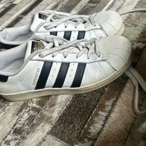 Adidas Superstar Leather Sneaker White Black Stripes Size 8
